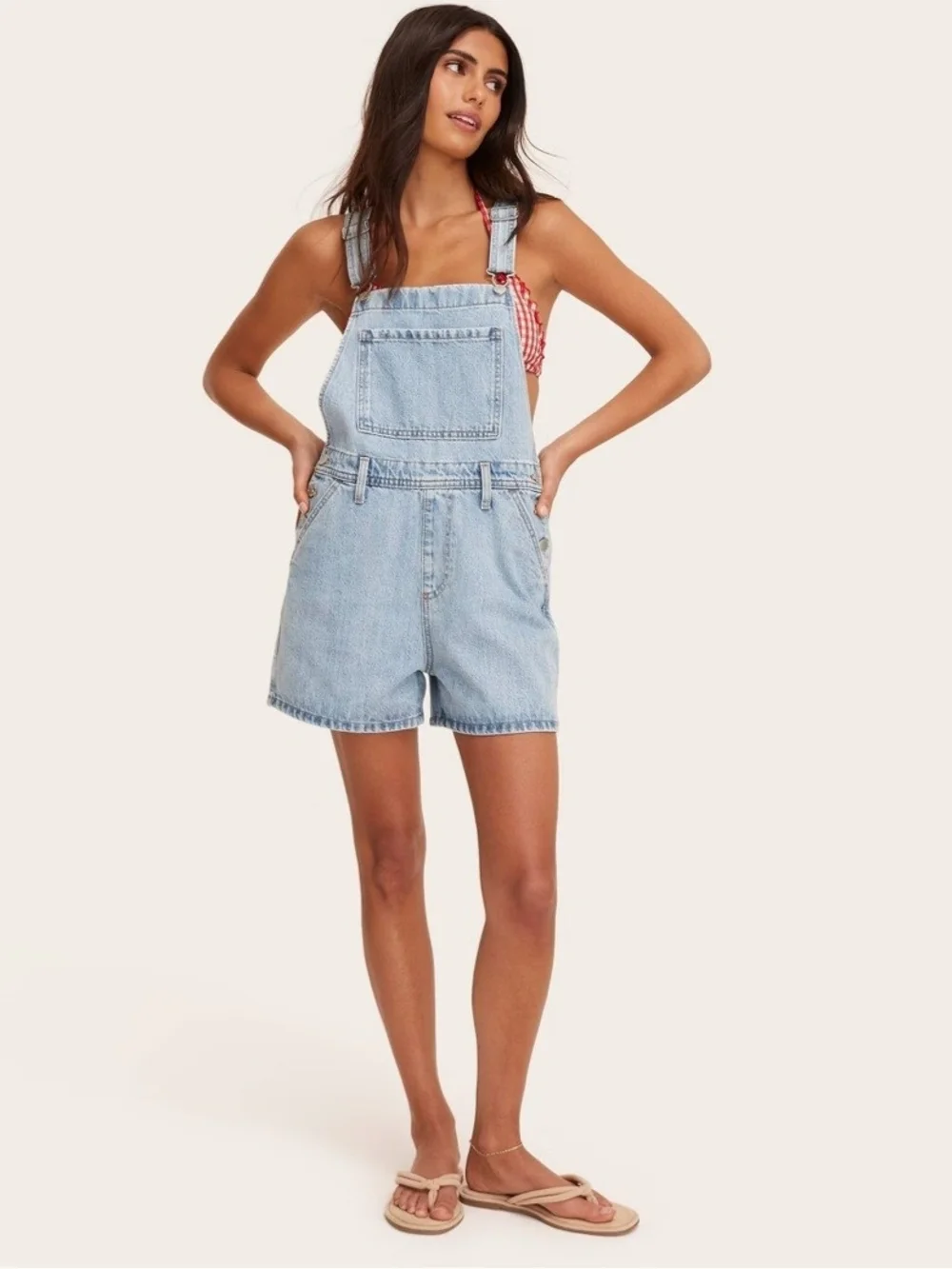 PARKE X TARGET LARGE Light Blue Denim Short Overalls - Women's Jeans - Picture 1 of 5